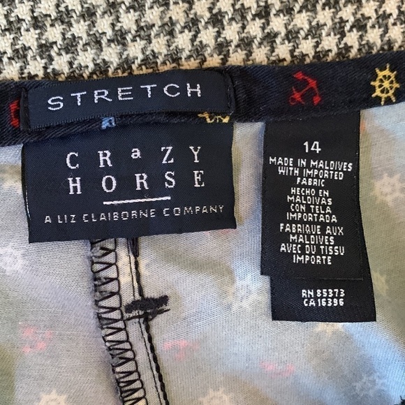 𝅺CRAZY Horse vintage 90’s red/white/blue trousers size 14 - Picture 3 of 7